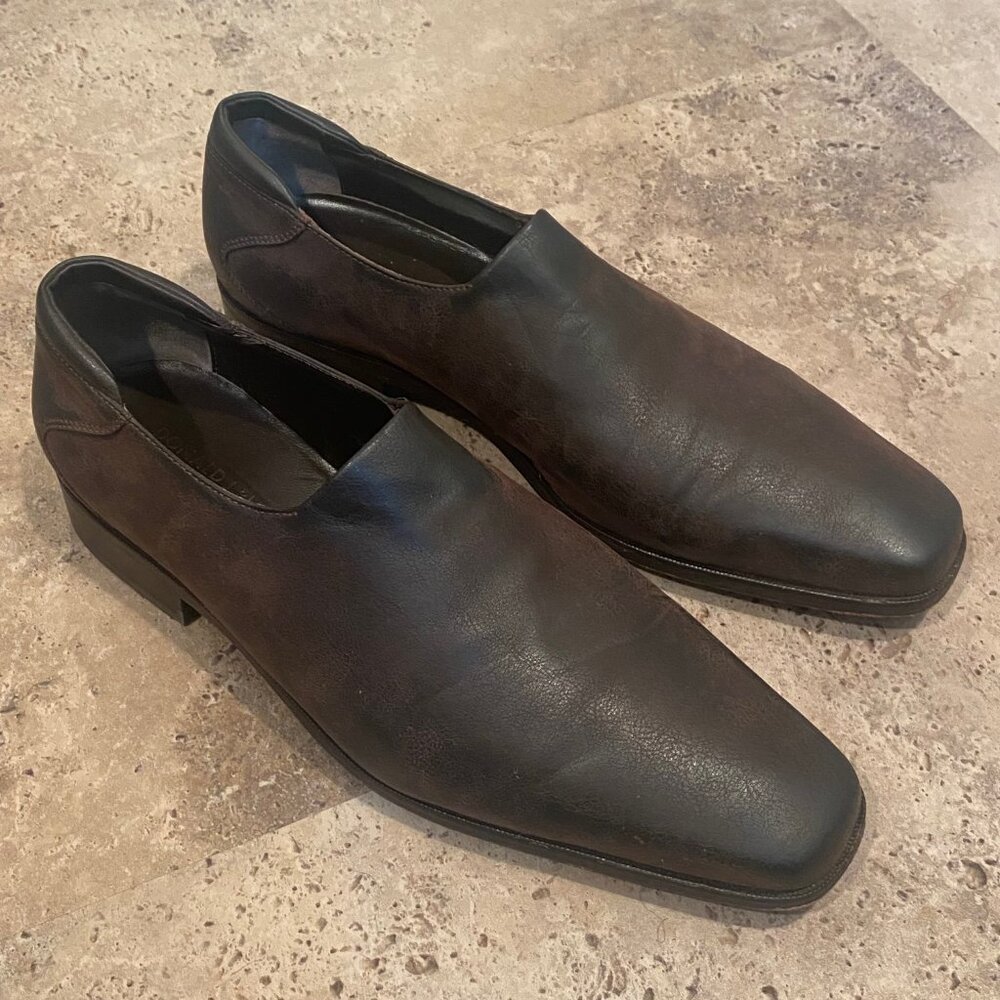 Donald Pliner Rex Brown Nubuck Slip-On 10.5 Men's Dress Shoes